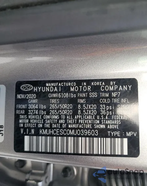 2021 Genesis Gv80 Base из США, поврежденный, VIN KMUHCESC0MU039603